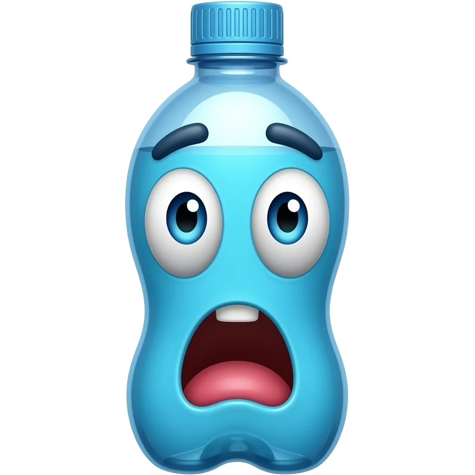A surprised plastic bottle emoji