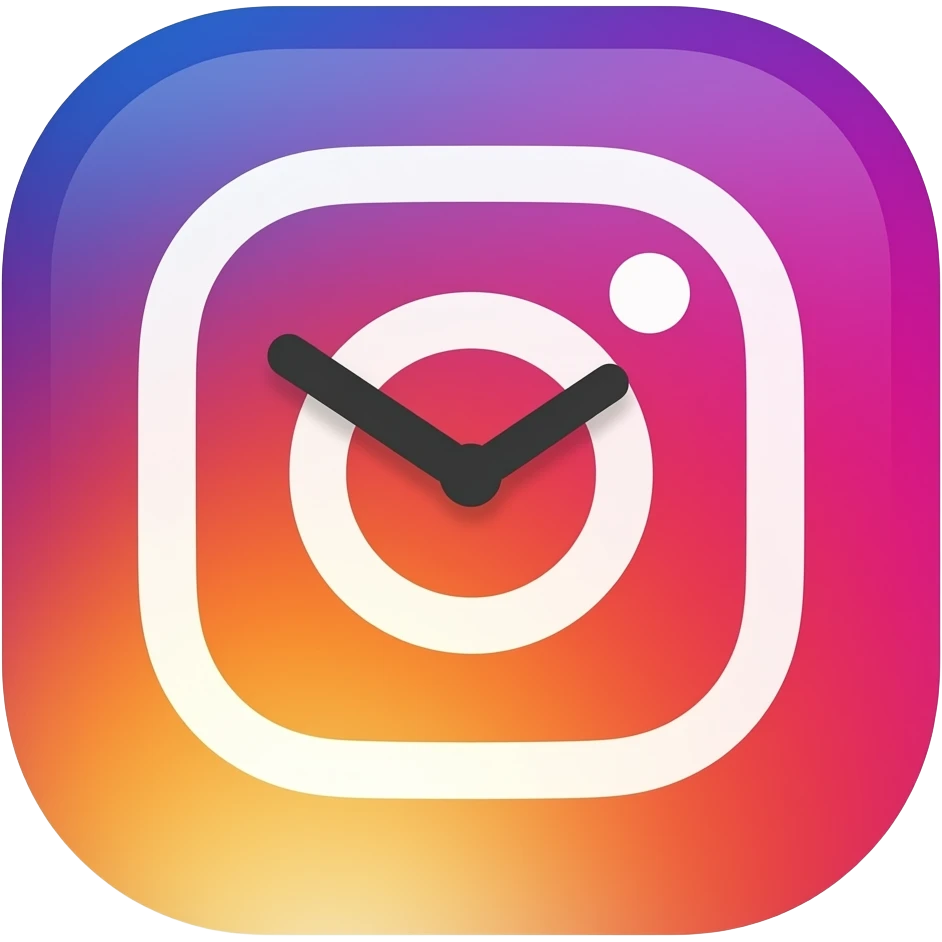 instagram logo + time emoji