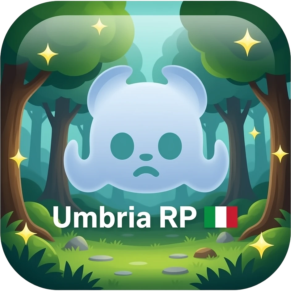 Emoji with nitro discord, a text  "Umbria RP 🇮🇹" and forest fantasy emoji