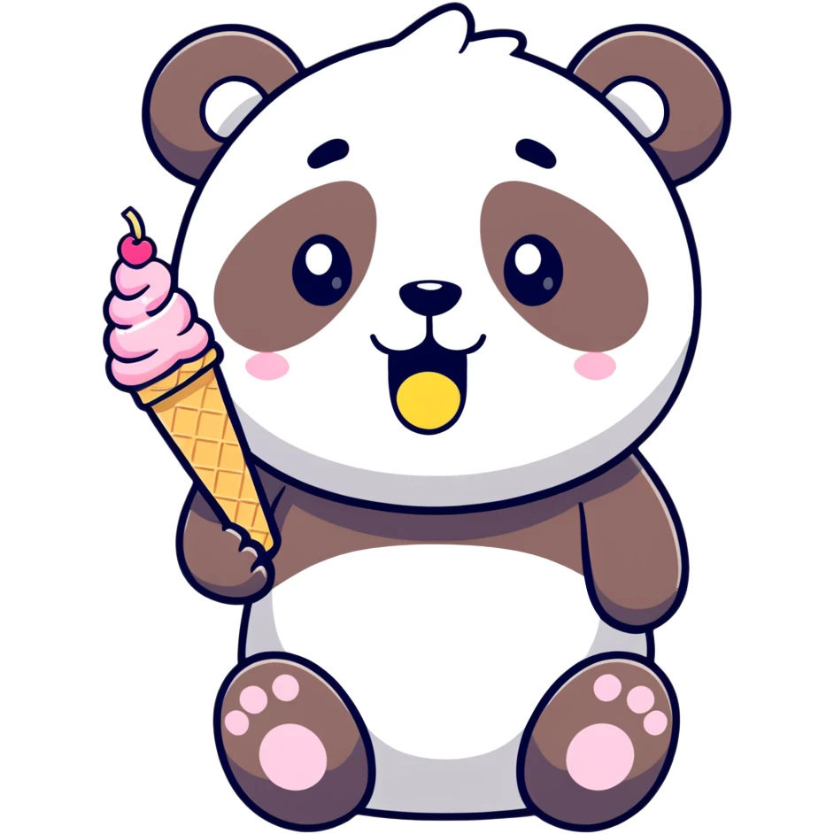 Panda eating ice cream emoji