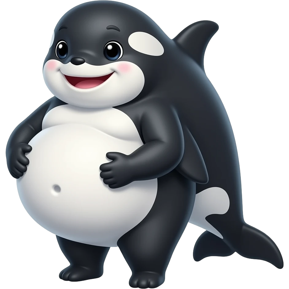 After hunting and devoured a healthy meal,A female Orca/killer whale she is so fat,she is cutely presenting her massive pudgy belly very nice & full,The Orca cradles her satisfied tummy like if she is wholesomely pregnant,even her bellybutton goes pop,We now call her A Pot-Bellied Killer Whale. emoji