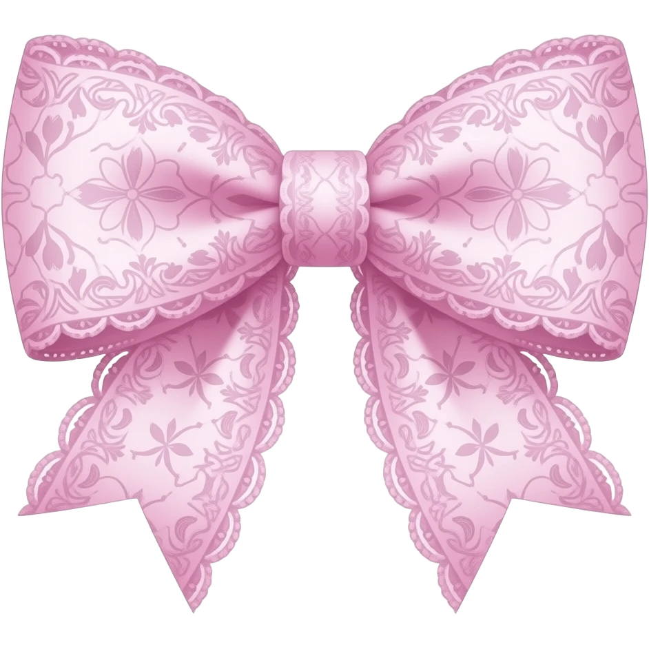 light pink ombre with  tulip rococo style pattern on bow lace coquette bow emoji