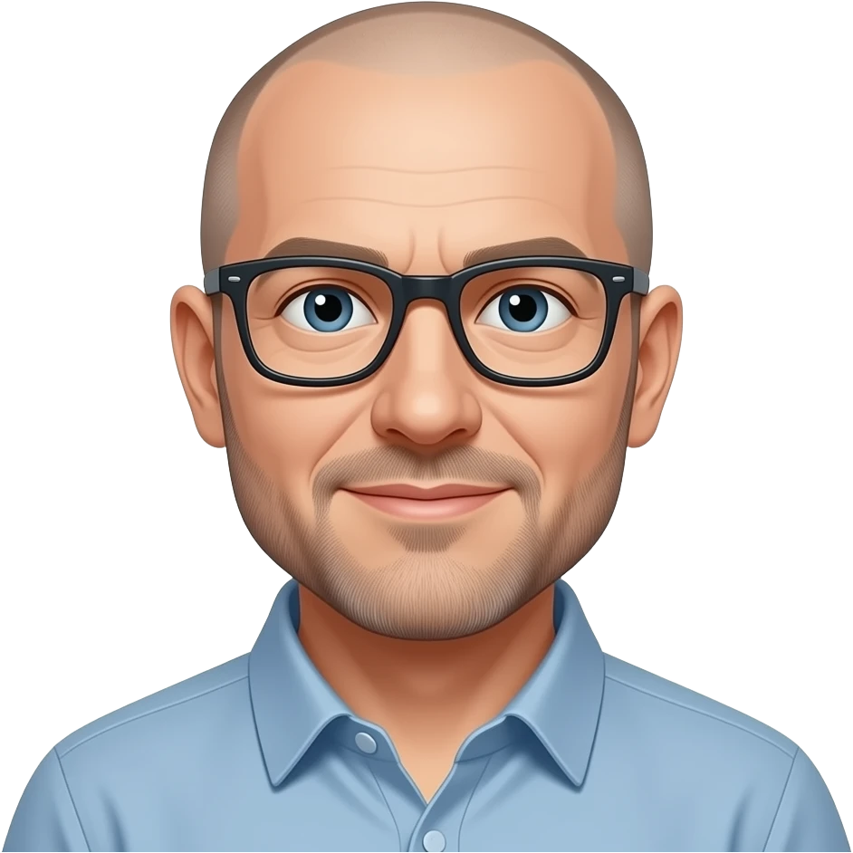 dad with bald hair and glasses no beard emoji