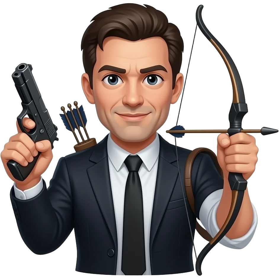 A Murderer with a black bow and a gun with a bow in the hand emoji
