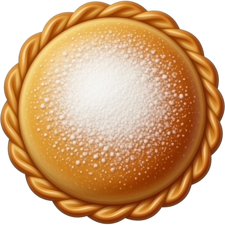 Realistic Moroccan bastela (pastilla), round slightly domed golden flaky pastry, smooth baked surface, natural uneven dusting of powdered sugar and cinnamon, no patterns, authentic homemade look, centered, soft lighting, ultra detailed, no filling visible.” emoji