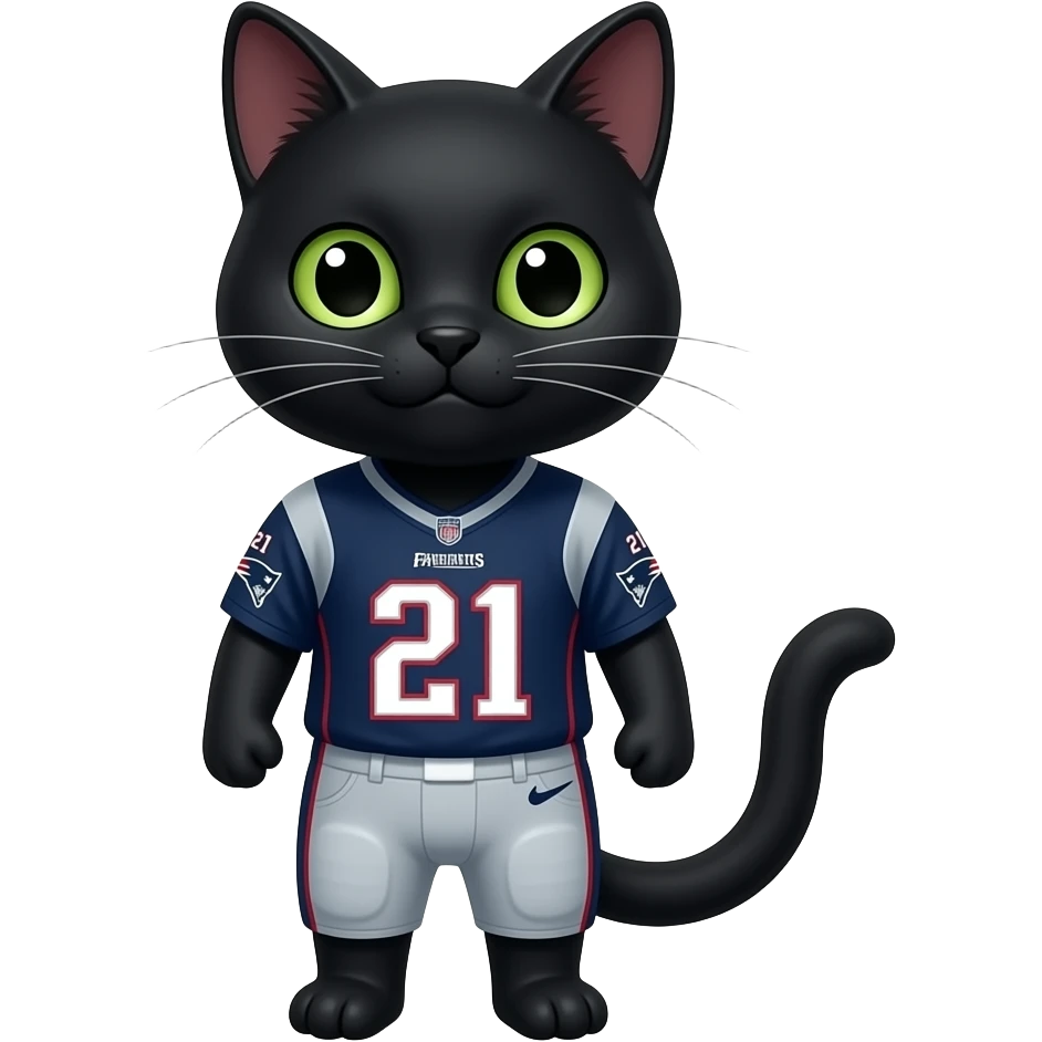 black cat wearing a #21 new england patriots jersey number 21 emoji