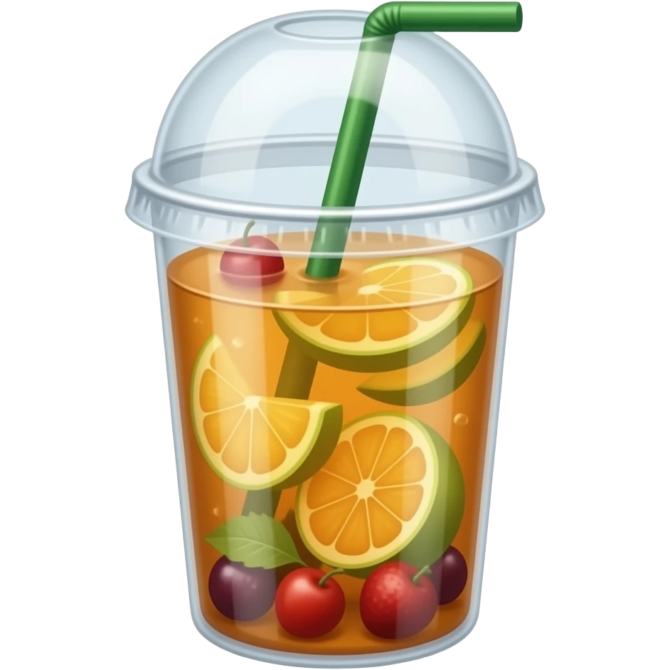 果茶 大杯 塑料杯 emoji