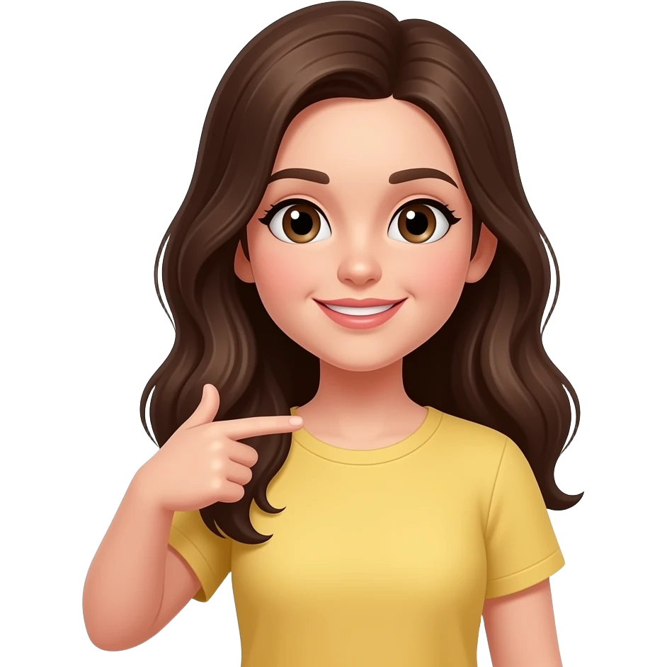 a  brunnete girl pointing herself emoji
