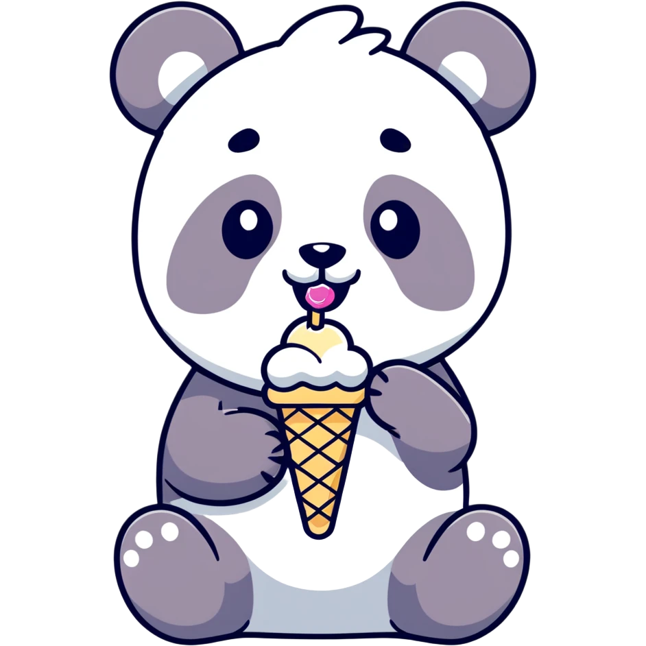 Panda eating ice cream emoji