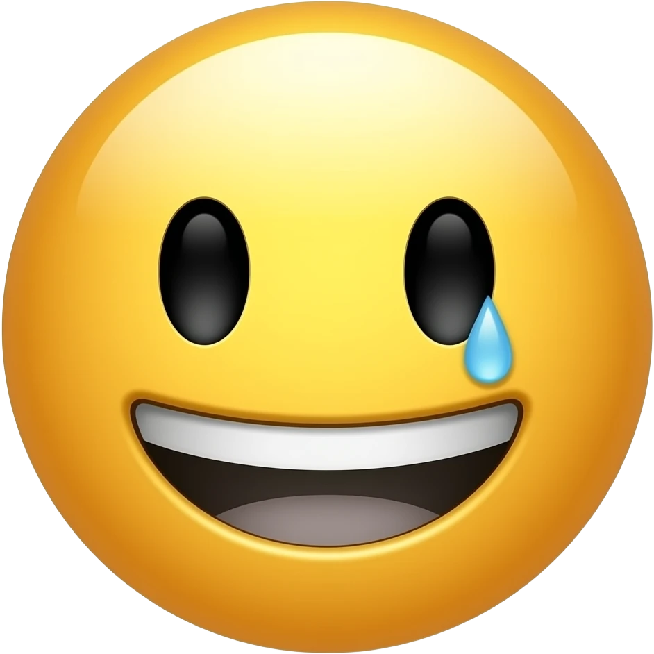A 😀 Smiling Face with a Single Tear. No nose emoji