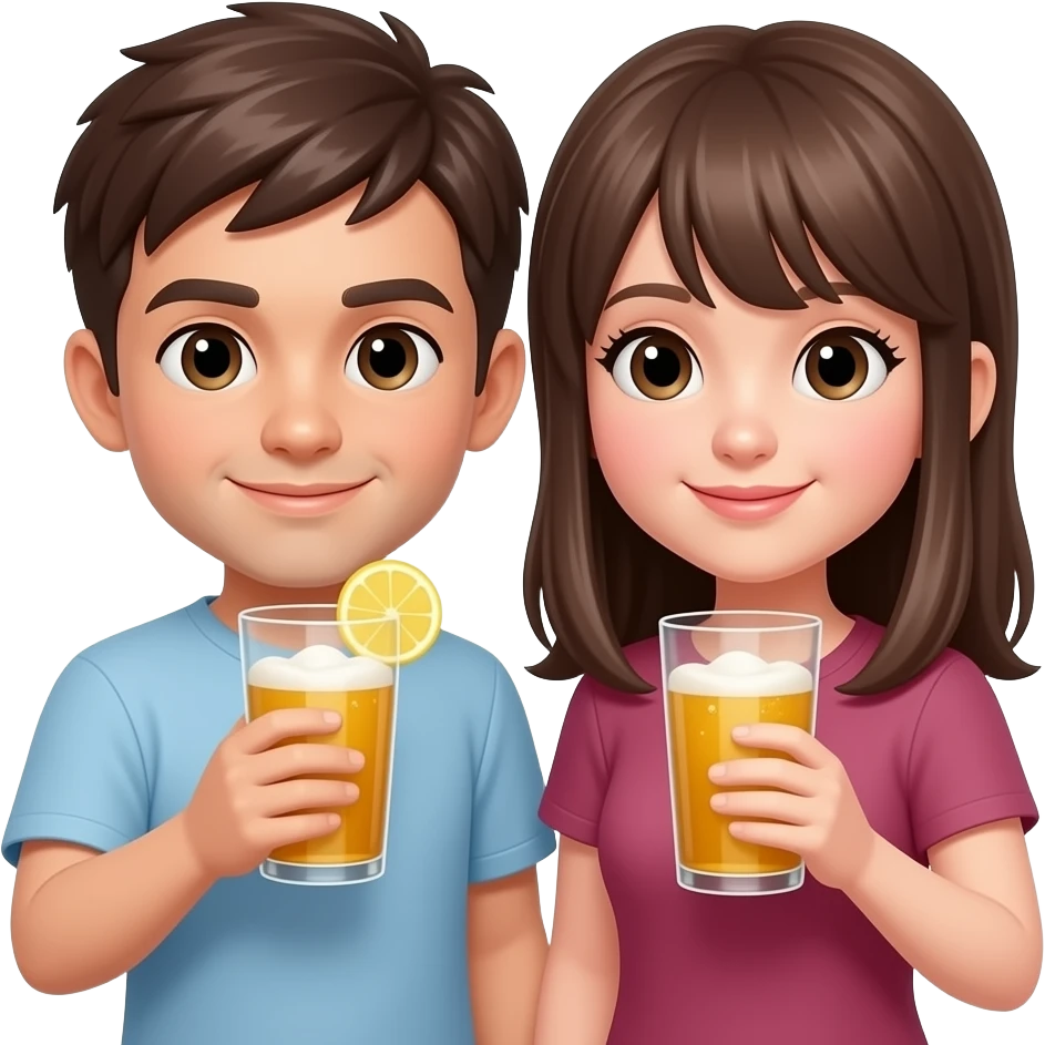 음료 마시러 온 앞머리가 있는 남친과 여친 emoji