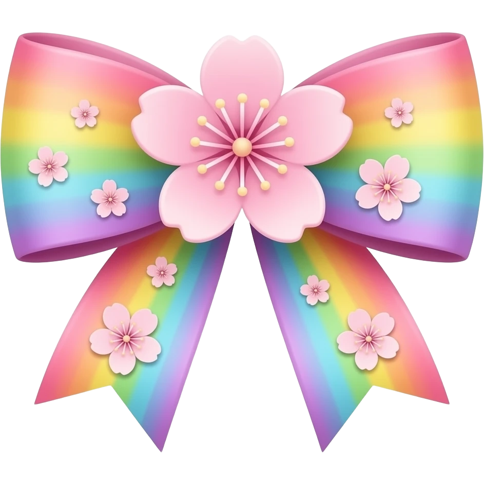 Sakura bow ribbon flowers with a rainbow pastel! emoji