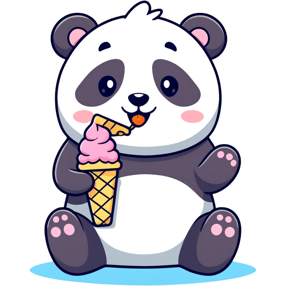 Panda eating ice cream emoji