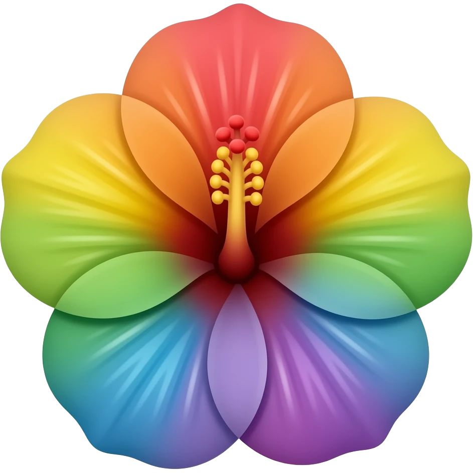 Rainbow hibiscus emoji
