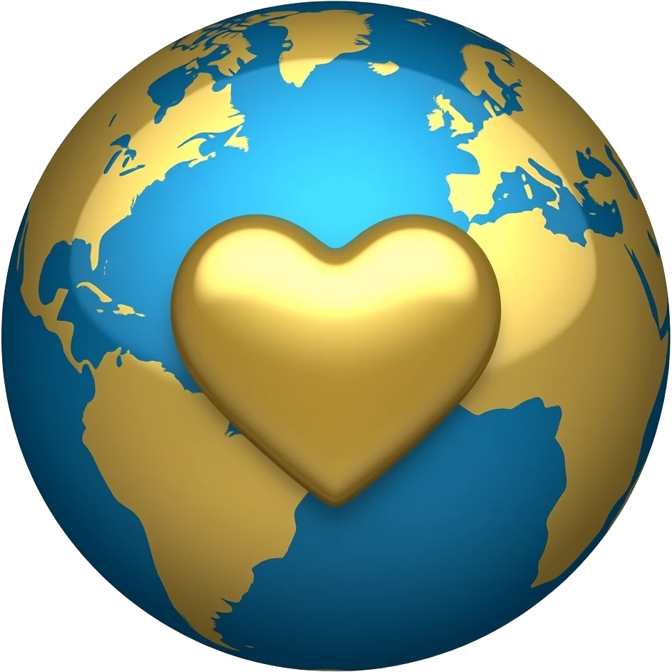 add a gold heart in the middle of the blue and golden globe emoji