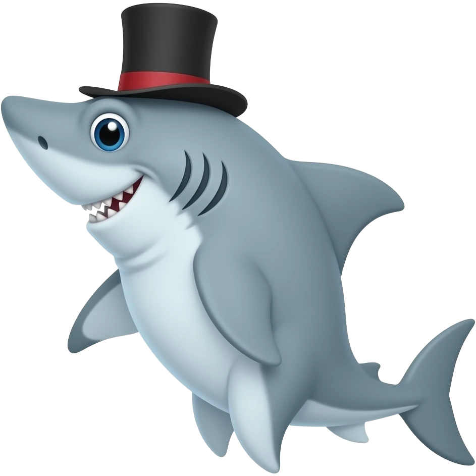 Shark with a top hat emoji