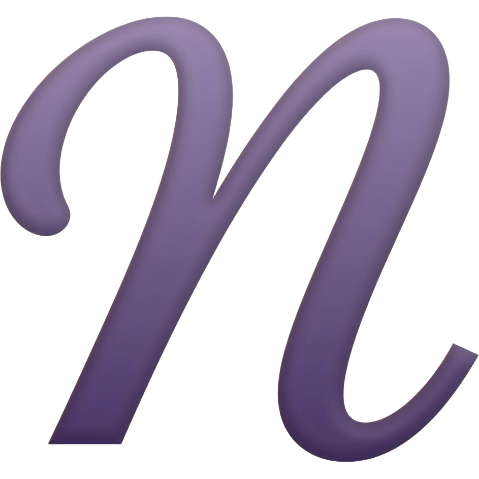 purple letter capital n in cursive style emoji