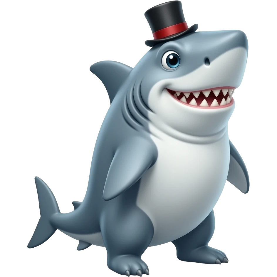 Shark with a top hat emoji