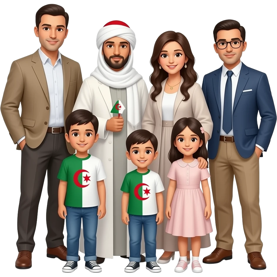 algerian family consisting of cousins and kids emoji