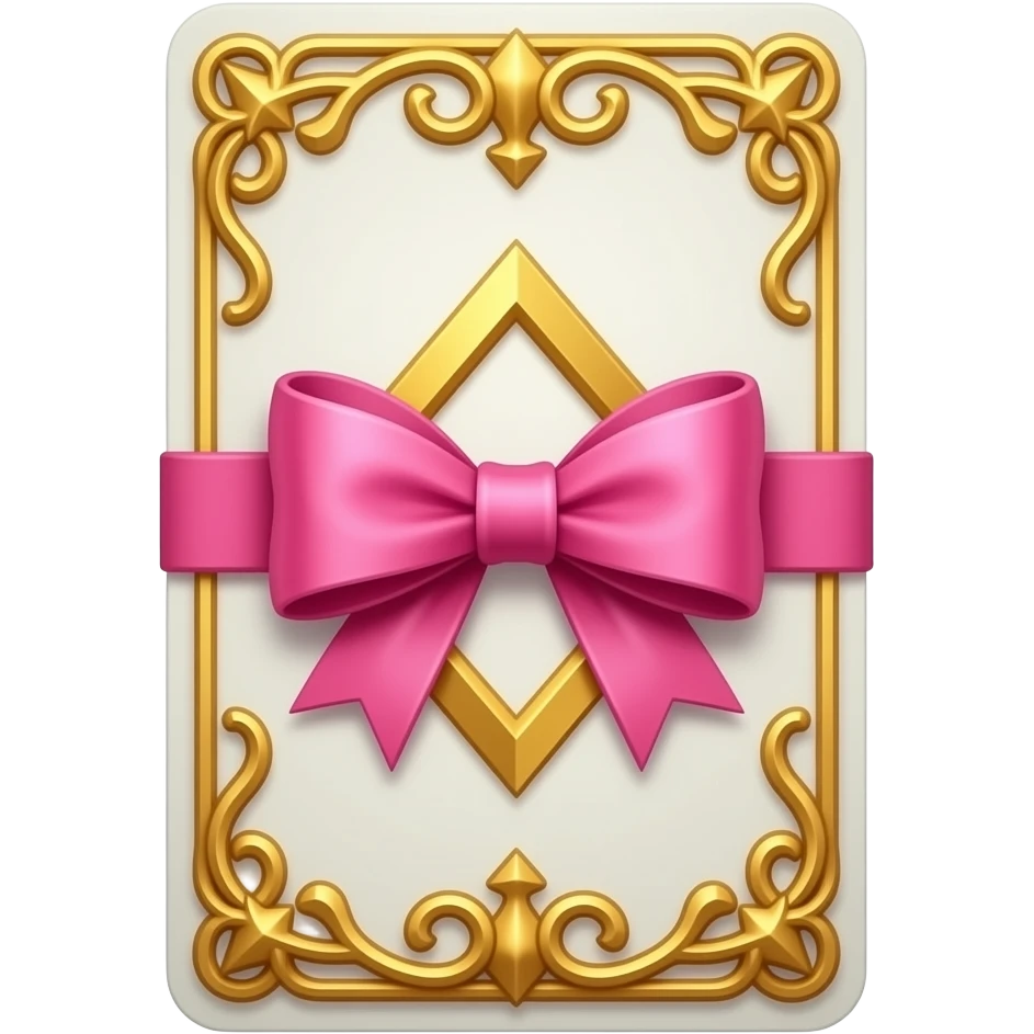 tarot card with pink bow and beautiful golden embellishment emoji