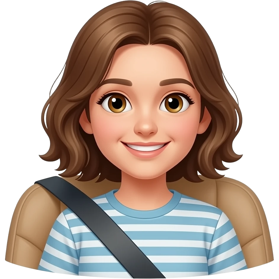 teen  girl in the  back seat side long glance, not smiling, emoji