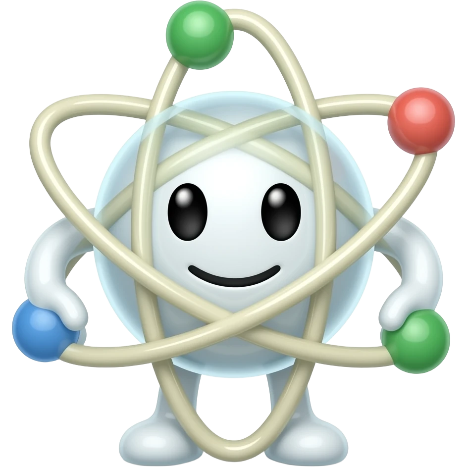 personnage en forme d'atome montre ses bras emoji