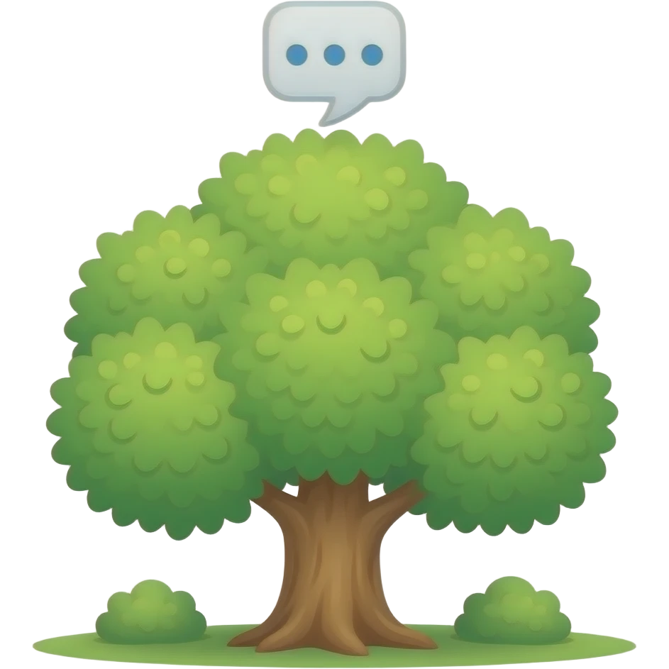 메시지로 완성한 나무 위에 메시지아이콘 emoji