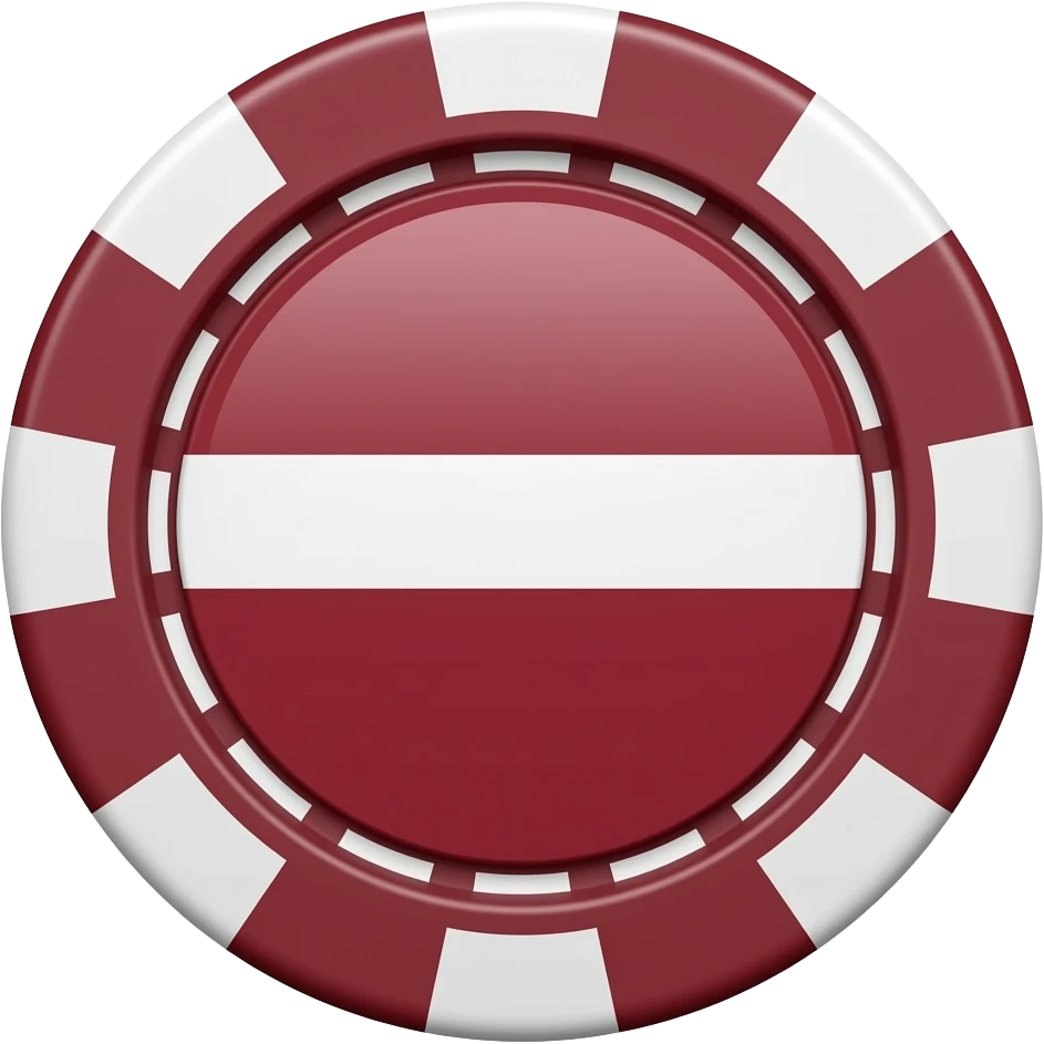 Poker chip in Latvian flag colors. emoji