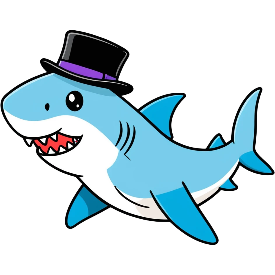 Shark with a top hat emoji