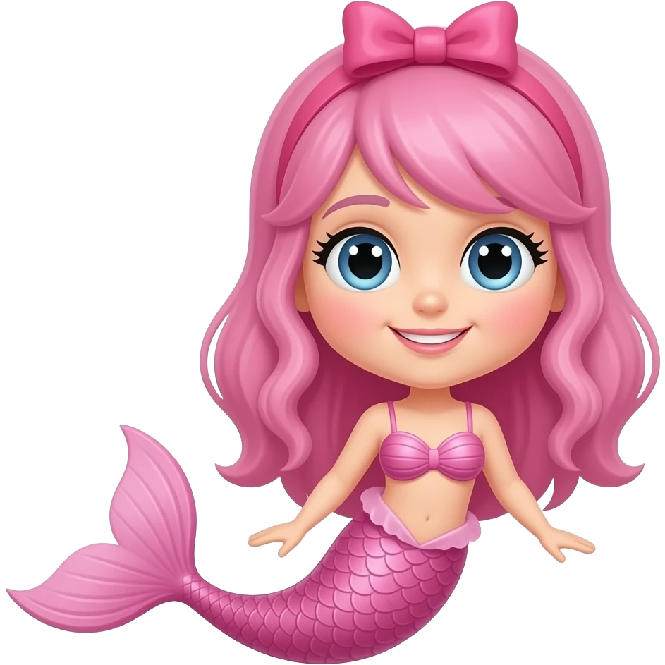 A pink  mermaid with a bow on the head emoji