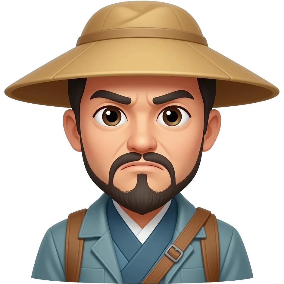 Frowning ancient chinese traveler man, apple style emoji emoji | AI ...