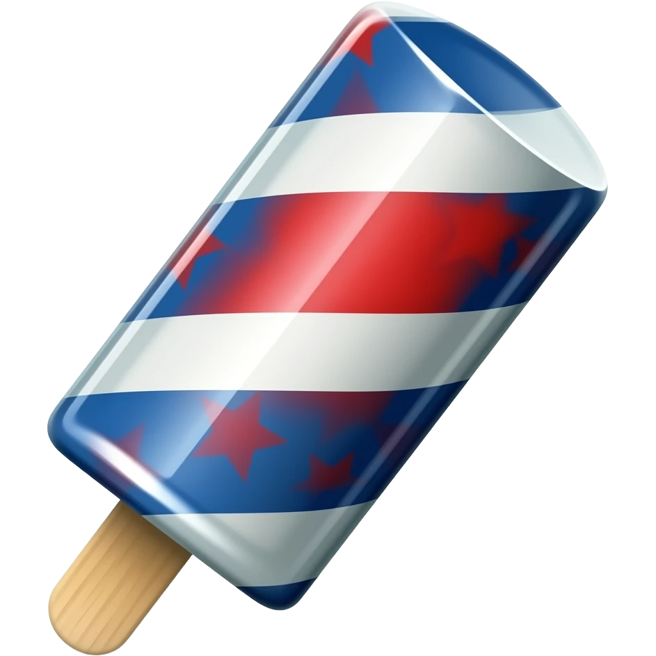 A firecracker popsicle like blue, red and white emoji