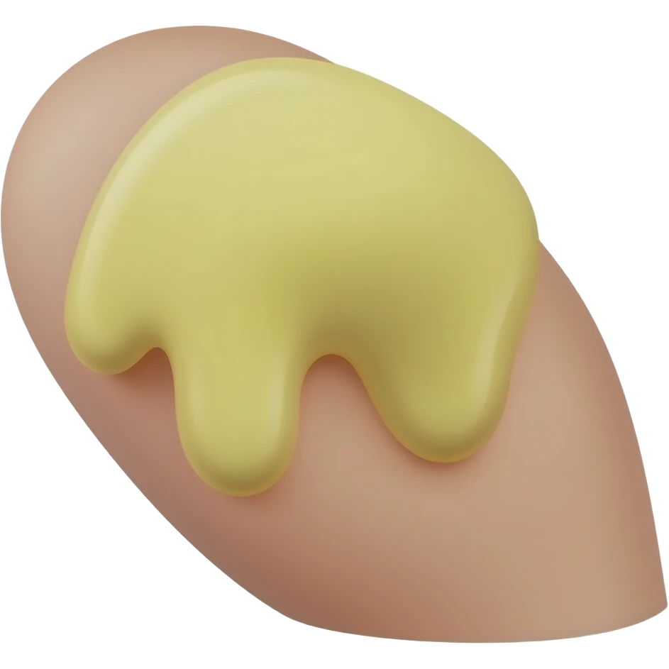 손가락 위에 완두콩만한 레몬색 크림이 짜여진 옆모습 emoji