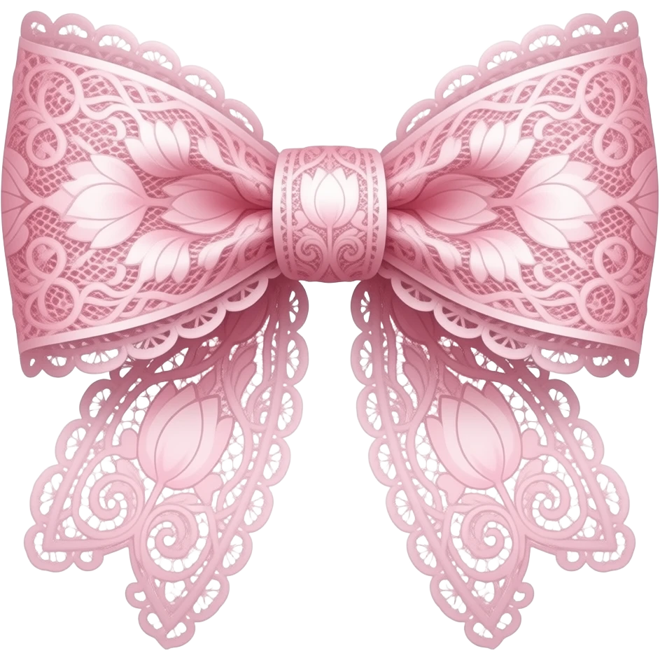 pink ombre with  tulip rococo style pattern on bow lace coquette bow emoji