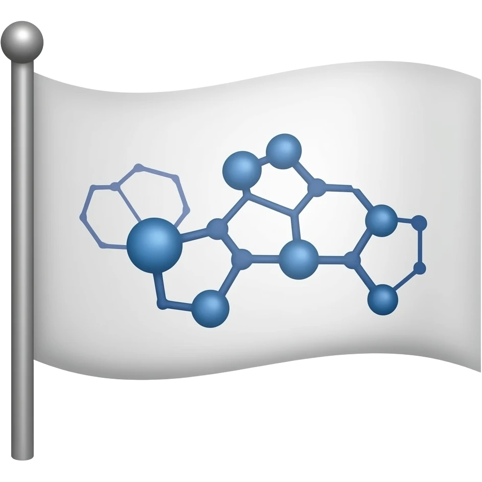 White flag with molecules on it emoji