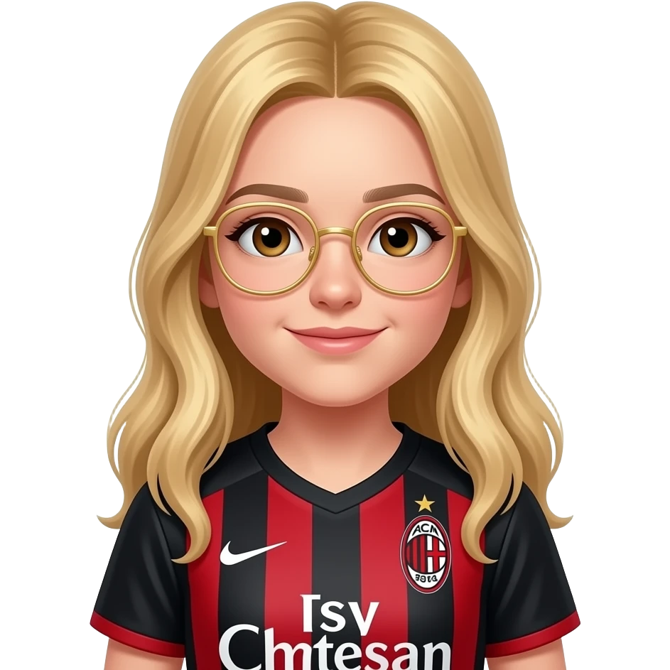 È una femmina ha i capelli biondi e lunghi  ha gli occhi marroni e ha gli occhiali oro ha 12 anni e adora il ACM Milan e la maglietta è del ACM Milan Metti uno sponsor Matti il nome ACM Milan Togli il Matti emoji