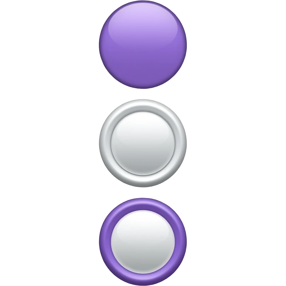 Same button shown in three variations stacked with subtle differences, one with a focus ring, purple and white, minimal, centered, transparent background emoji