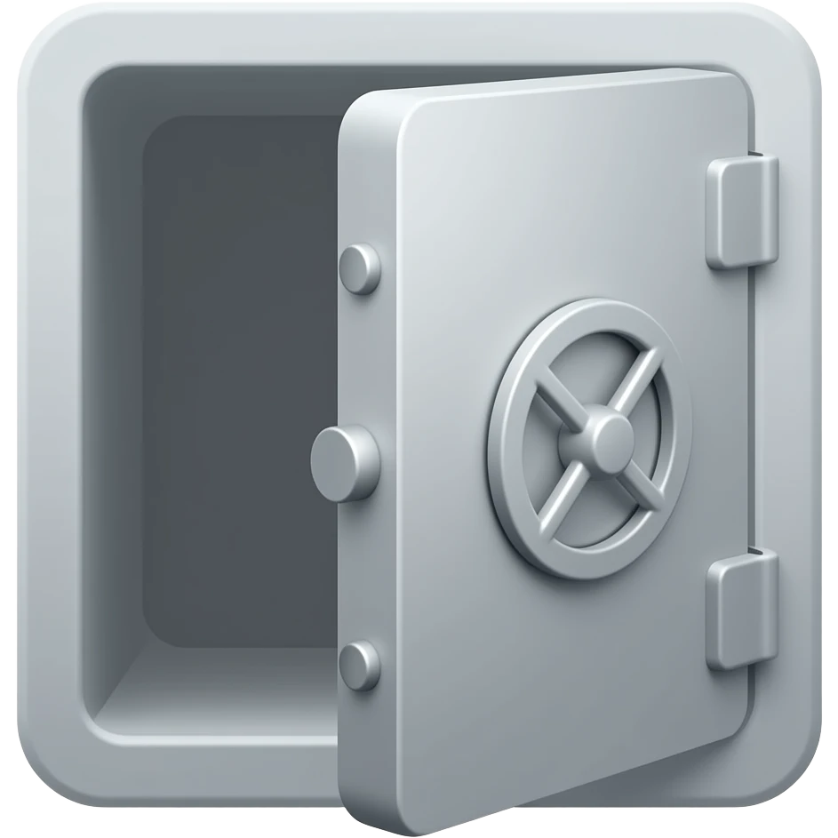 An extremely simplified, flat safe without shading is open. emoji | AI ...