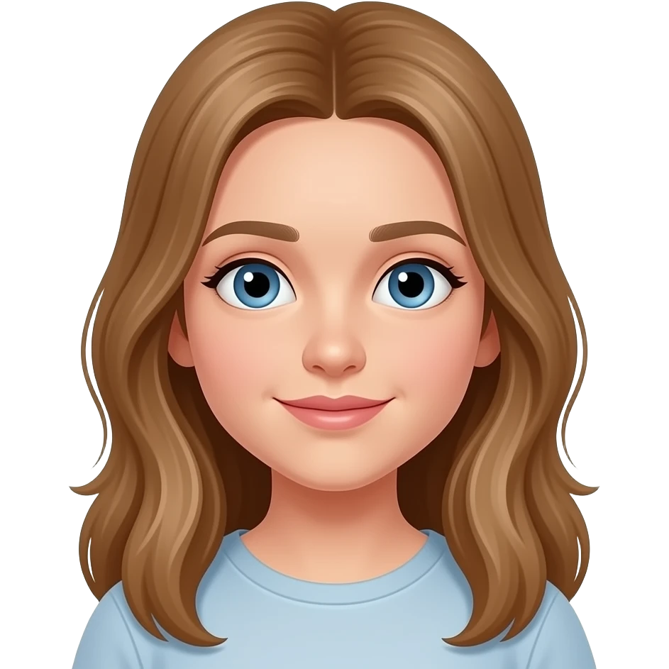 12 yeae light long brown hair blue eyes emoji