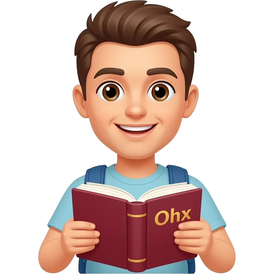 a tourist with a dictionary emoji