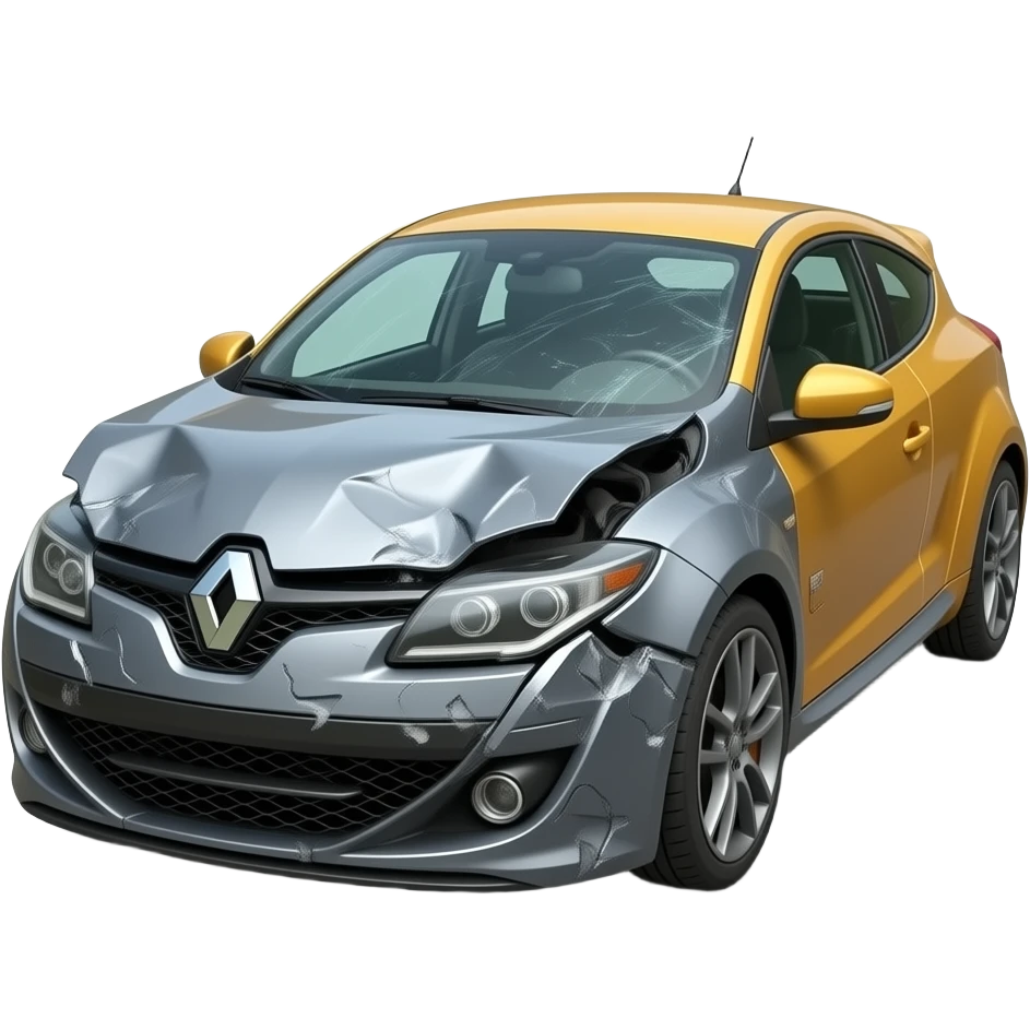 wreck renault megane rs, highly detailed, hyper realistic emoji