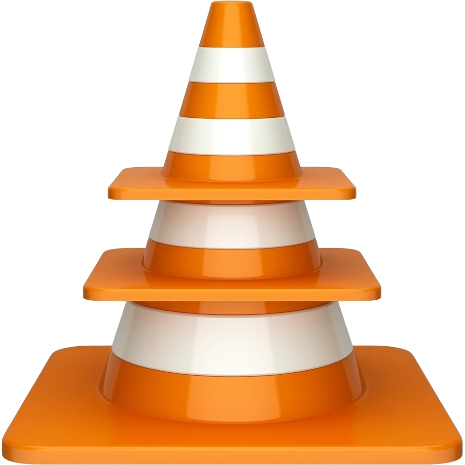 3 traffic cones stacked on each other emoji