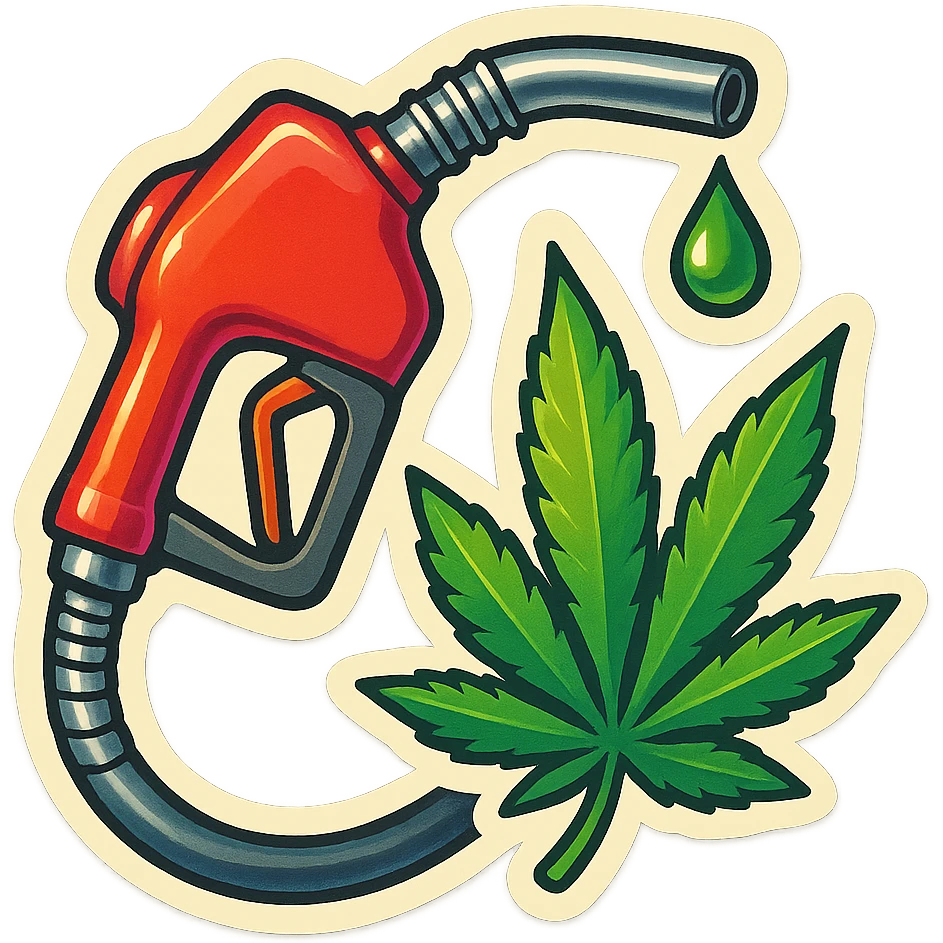 gas pump handle with cannabis leaf emoji