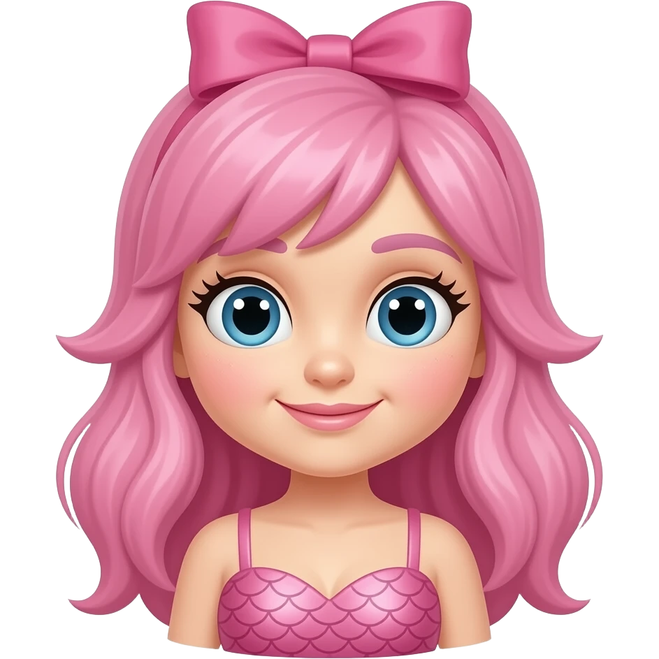 a pink mermaid with a bow on the head emoji