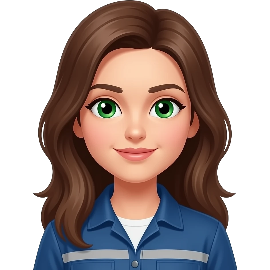 инженер-девушка с зелеными глазами и коричневыми длинными волосами emoji