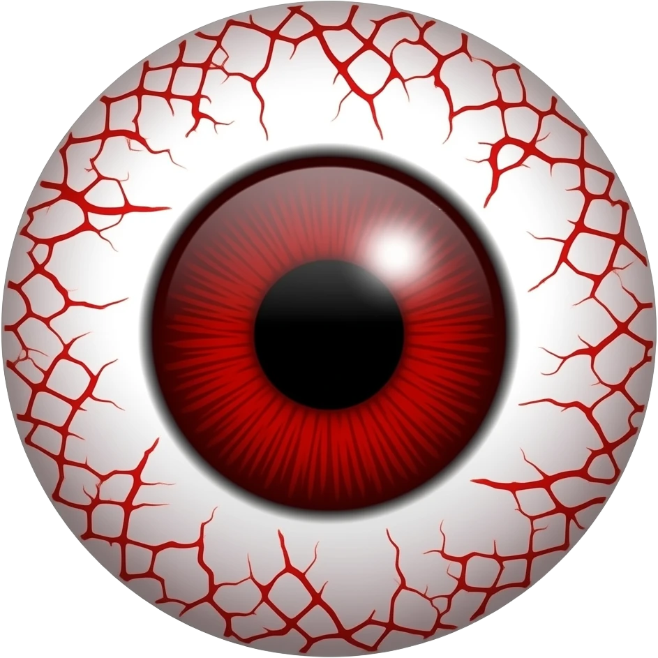 A vector-style emoji design of a bloodshot eyeball. The white part is ...