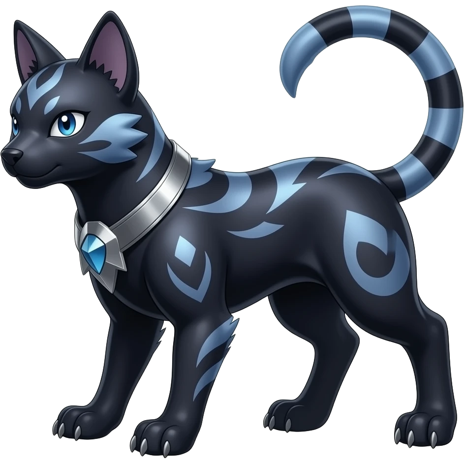 Dark dusky edgy cool shiny smooth glossy epic patterned digitigrade quadrupedal Luxray-Manectric-Sprigatito-Shaymin-Shinx-Fakémon-hybrid emoji