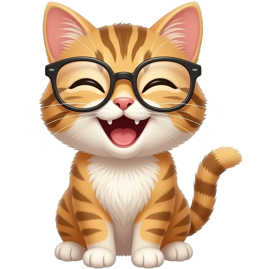 Gatito con lentes Y que se esté riendo emoji