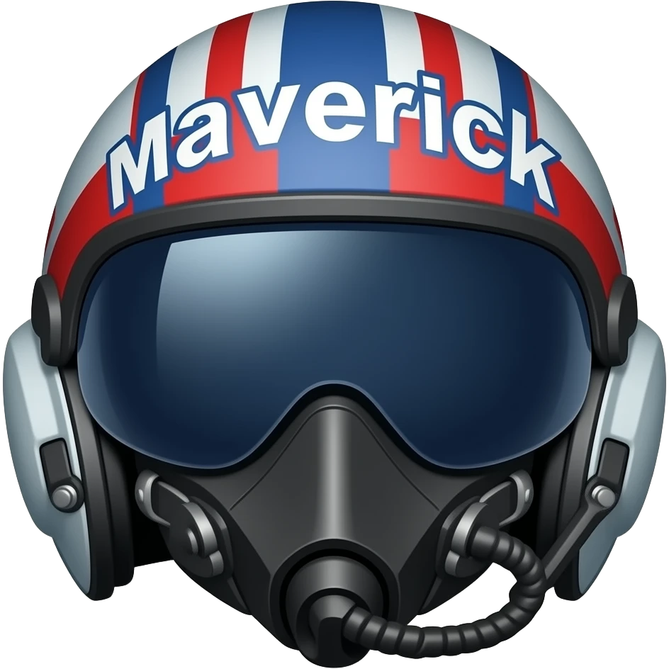 Fighter pilot helmet with maverick written on it just the same as in the movie emoji