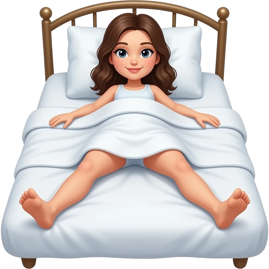 woman laying on bed, legs open emoji